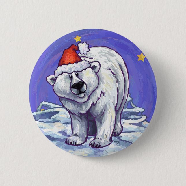 Bóton Redondo 5.08cm Polar Bear Natal (Frente)
