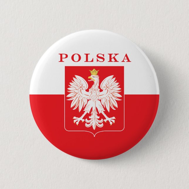 Bóton Redondo 5.08cm Polska Eagle Red Shield (Frente)