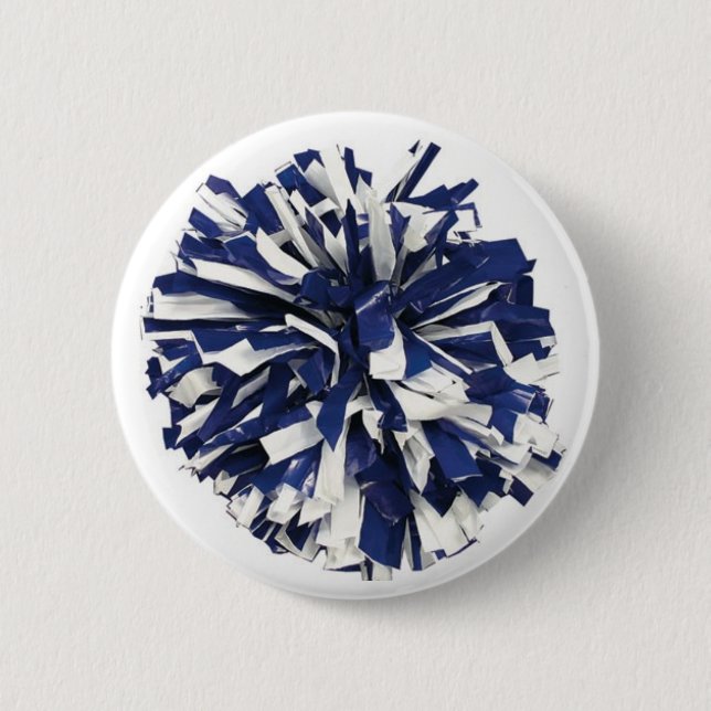 Bóton Redondo 5.08cm Poms azul e branco (Frente)