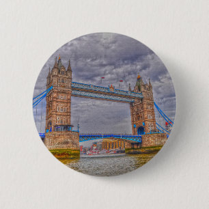 Bóton Redondo 5.08cm Ponte da torre de Londres, Inglaterra & Thames