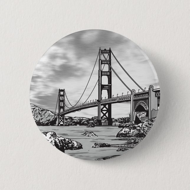 Bóton Redondo 5.08cm Ponte ouro Gate (Frente)