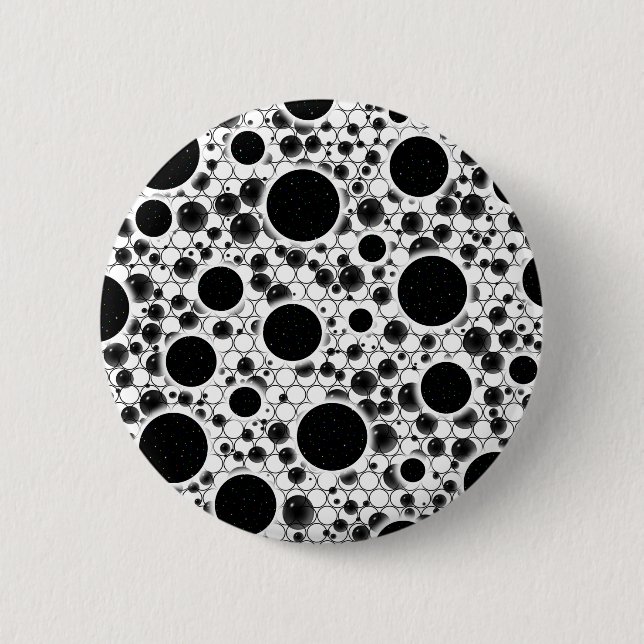 Bóton Redondo 5.08cm Pontos de bolhas espaciais - Branco (Frente)