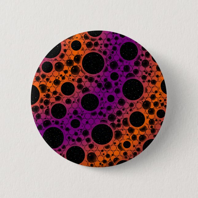 Bóton Redondo 5.08cm Pontos de bolhas espaciais - Roxo/Laranja (Frente)
