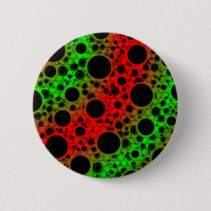 Bóton Redondo 5.08cm Pontos de bolhas espaciais - Vermelho/Verde
