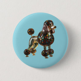 Bóton Redondo 5.08cm Poodle Stained Glass Button