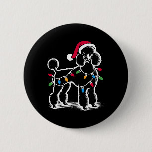 Bóton Redondo 5.08cm Poodle Standard Christmas Luz Santa Hat Xmas D