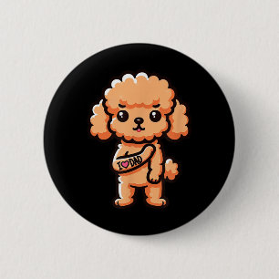 Bóton Redondo 5.08cm Poodle Toy Eu Amo Papai Cachorro Engraçado Tatuage