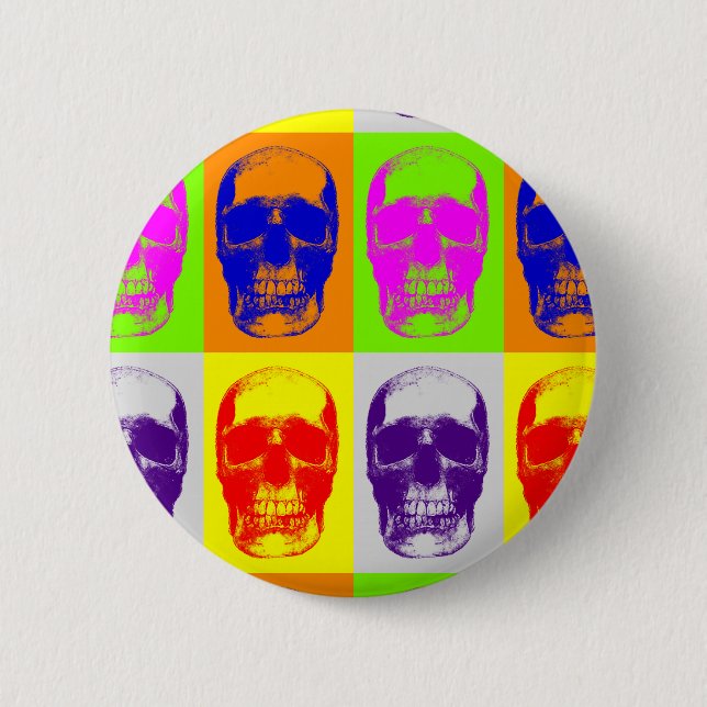 Bóton Redondo 5.08cm Pop Art Skull (Frente)
