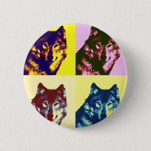 Bóton Redondo 5.08cm Pop Art Wolf