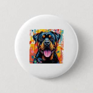 Bóton Redondo 5.08cm Pop de Arte Colorida do Rottweiler � Estilo de Abe