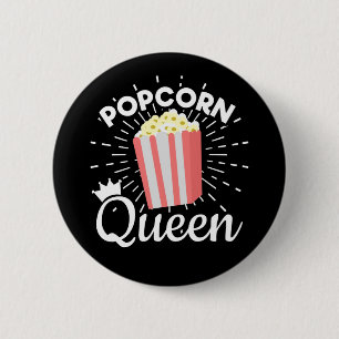 Bóton Redondo 5.08cm Popcorn Queen Women Movie Lover Pipoca