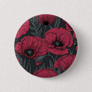 Bóton Redondo 5.08cm Poppies em Viva Magenta