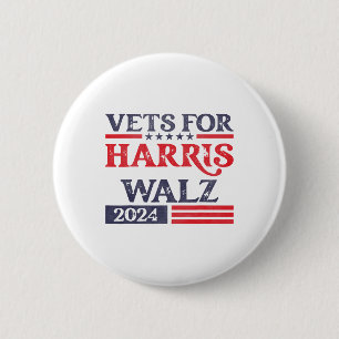 Bóton Redondo 5.08cm Por Kamala Harris Tim Walz Veterans For Harris