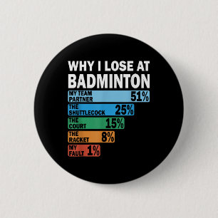 Bóton Redondo 5.08cm Por Que Perco No Badminton Engraçado Minha Culpa 