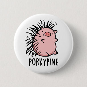 Bóton Redondo 5.08cm Porky-pine Cinto Porcupine Pig Pun
