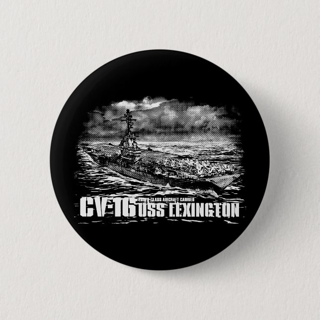 Bóton Redondo 5.08cm Porta-aviões Lexington Button (Frente)