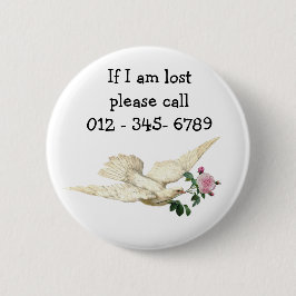 Bóton Redondo 5.08cm Porta bonito com rosa, Contato de Emergência Infan