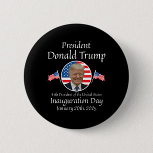 Bóton Redondo 5.08cm Posse de Donald Trump Dia da Inauguração 2025 47º 