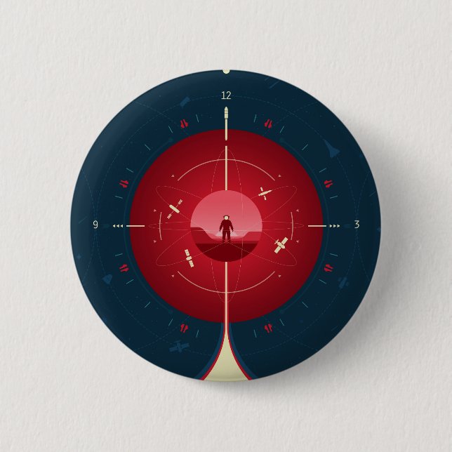 Bóton Redondo 5.08cm Poster de relógio atômico de espaço profundo, vers (Frente)