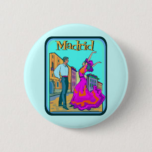 Bóton Redondo 5.08cm Poster de viagens de Madrid
