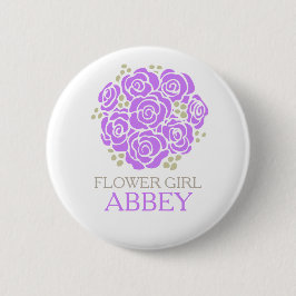 Bóton Redondo 5.08cm Posy roxo do florista nomeado botão wedding do