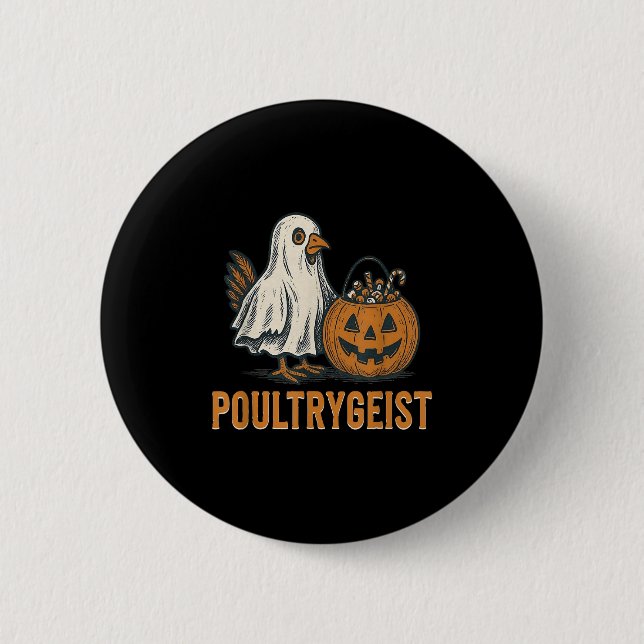 Bóton Redondo 5.08cm Poultrygeist Chicken Ghost Pumpkin Costume Hallowe (Frente)
