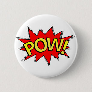 Bóton Redondo 5.08cm POW! - Bolha Vermelha/Amarela Superheroica