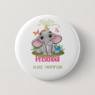 Bóton Redondo 5.08cm Pré-escola de elefante de borboleta de volta à esc