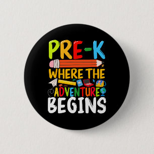 Bóton Redondo 5.08cm Pré-k Onde a Aventura Começa Ck Para a Escola Prof