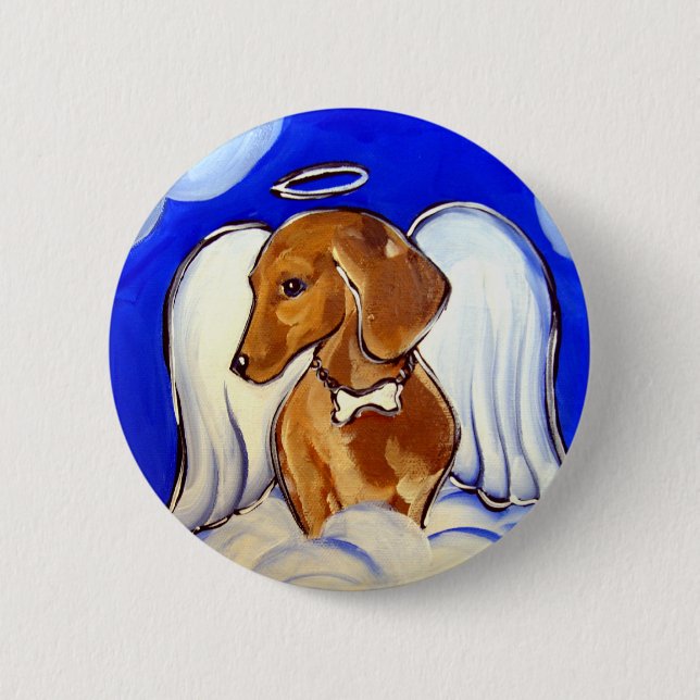Bóton Redondo 5.08cm " Precioso Dachshund Angel Pet Art Pins" (Frente)