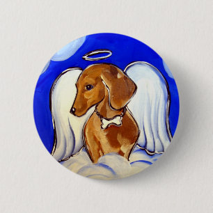 Bóton Redondo 5.08cm "Precioso Dachshund Anjo Pet Art Pins"