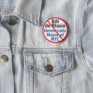 Bóton Redondo 5.08cm Prefeito Democrático Anti Bill de Blasio NYC