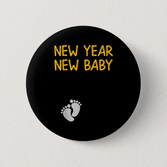 Bóton Redondo 5.08cm Pregnancy Announcemen - New Year New Baby  (Frente)