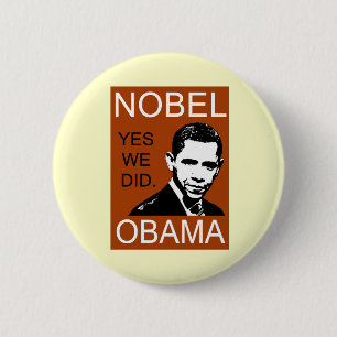Bóton Redondo 5.08cm Prêmio de paz de Nobel Obama