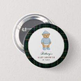 Bóton Redondo 5.08cm Preppy Bear Baby Shower Button