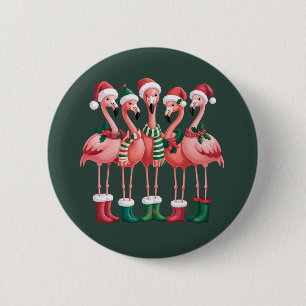 Bóton Redondo 5.08cm Presente de Amante de Flamingo Natal Alegre Natal