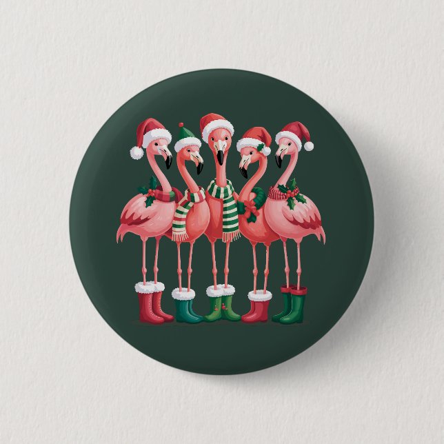 Bóton Redondo 5.08cm Presente de Amante de Flamingo Natal Alegre Natal (Frente)