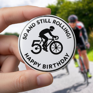 Bóton Redondo 5.08cm Presente de Aniversário de Ciclista 50 e Ainda Rol