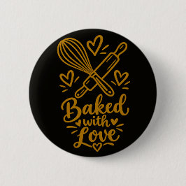 Bóton Redondo 5.08cm Presente de Assado com Amor para Amante de Culinár
