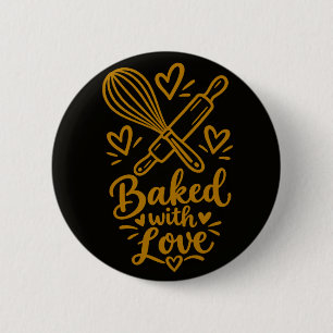 Bóton Redondo 5.08cm Presente de Assado com Amor para Amante de Culinár