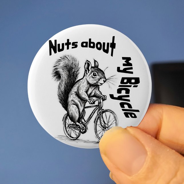 Bóton Redondo 5.08cm Presente de ciclo de diversão de bicicleta esquilo (Criador carregado)