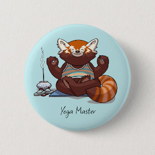 Bóton Redondo 5.08cm Presente de Estudante de Yoga de Panda Vermelho Ar