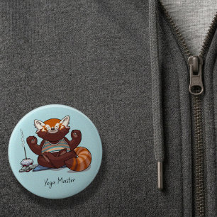 Bóton Redondo 5.08cm Presente de Estudante de Yoga de Panda Vermelho Ar