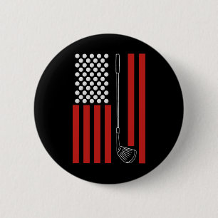 Bóton Redondo 5.08cm Presente de Golfe da Bandeira Americana Retrô Para