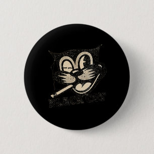 Bóton Redondo 5.08cm Presente de Halloween Gato Preto Fumando Vintage R