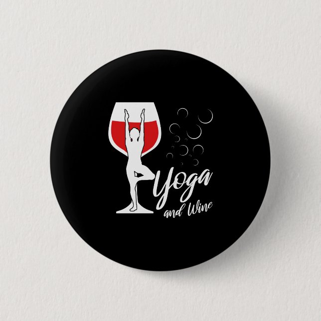 Bóton Redondo 5.08cm Presente de Natal | Eu Amo Yoga E Vinho (Frente)