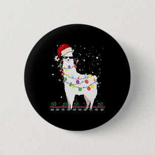 Bóton Redondo 5.08cm Presente de Natal Llama Chapéu do Papai Noel Árvor