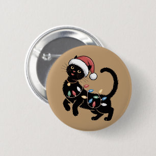 Bóton Redondo 5.08cm Presente de Natal para Mãe Amante de Gato Preto Fo