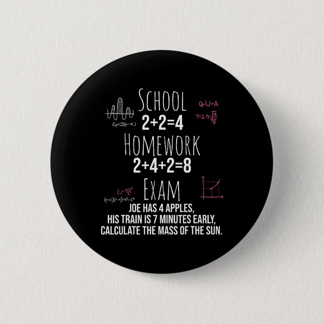 Bóton Redondo 5.08cm Presente Divertido de Matemática para Garotas Adol (Frente)
