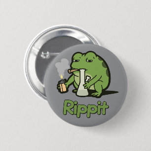 Bóton Redondo 5.08cm Presente engraçado de Rippit Funny Frog Stoner, Rã